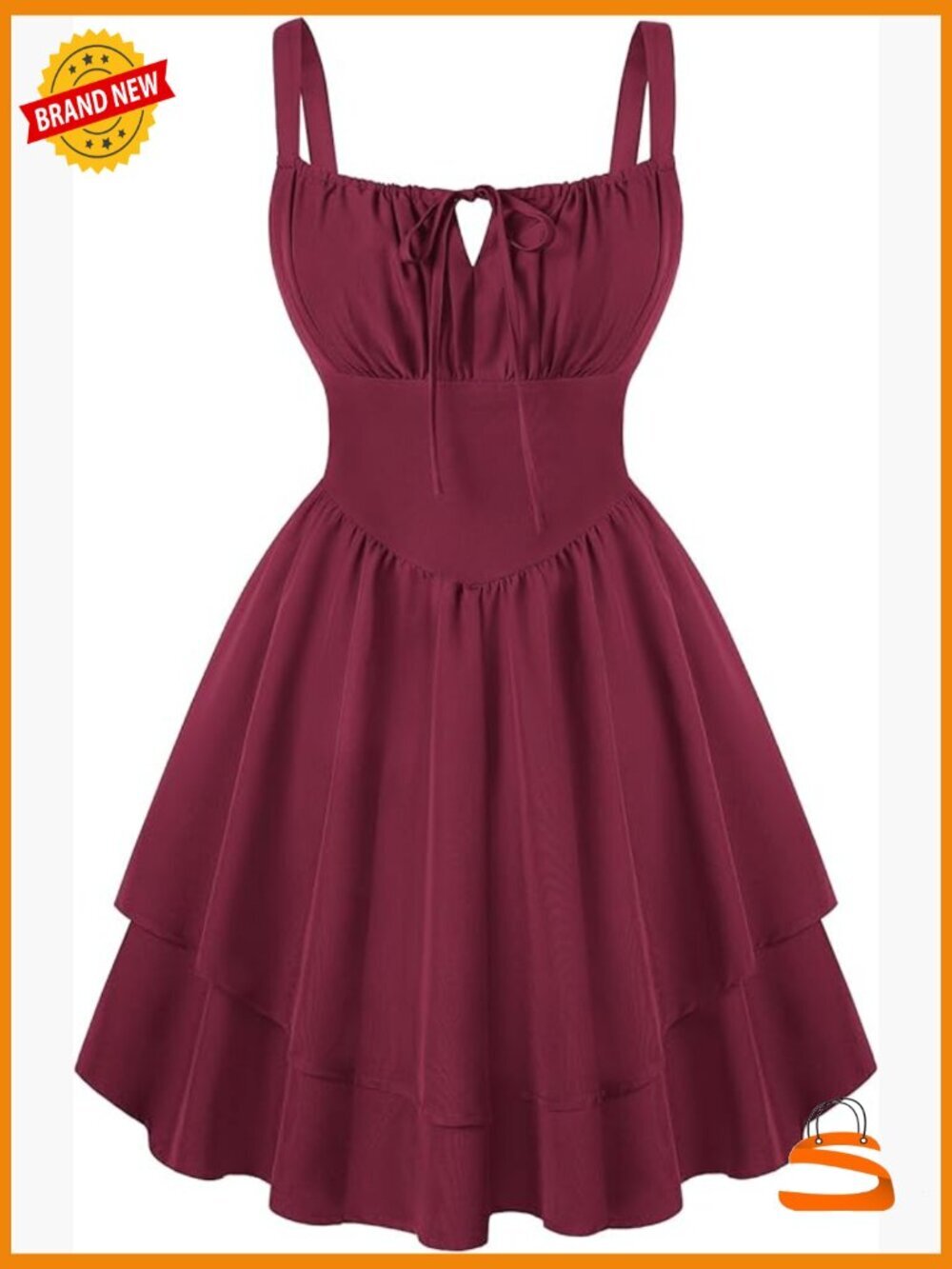 Adjustable Strap Square Neck A-Line Mini Dress with Pockets